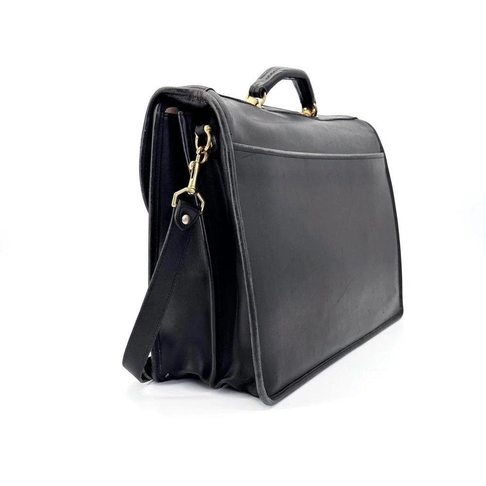 Coach Diplomat Briefcase No. 5353 Black Glove Leather Combination Lock 1998